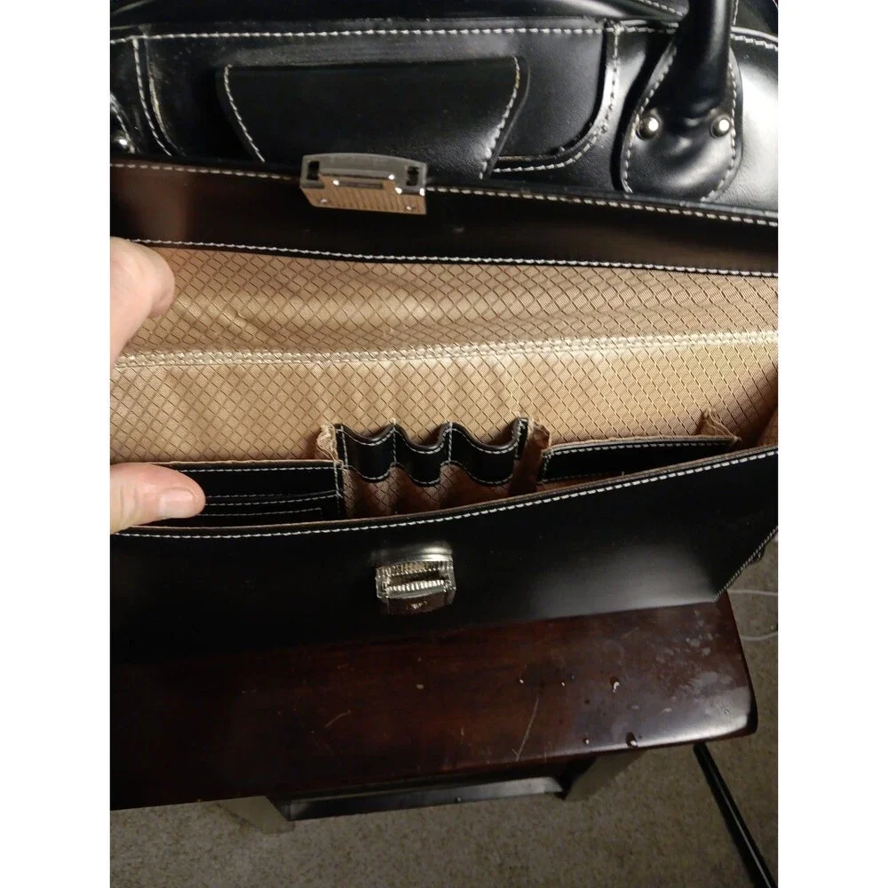 McKlein Edgebrook 15.6 Leather Wheeled Ladies Laptop Briefcase Black EUC